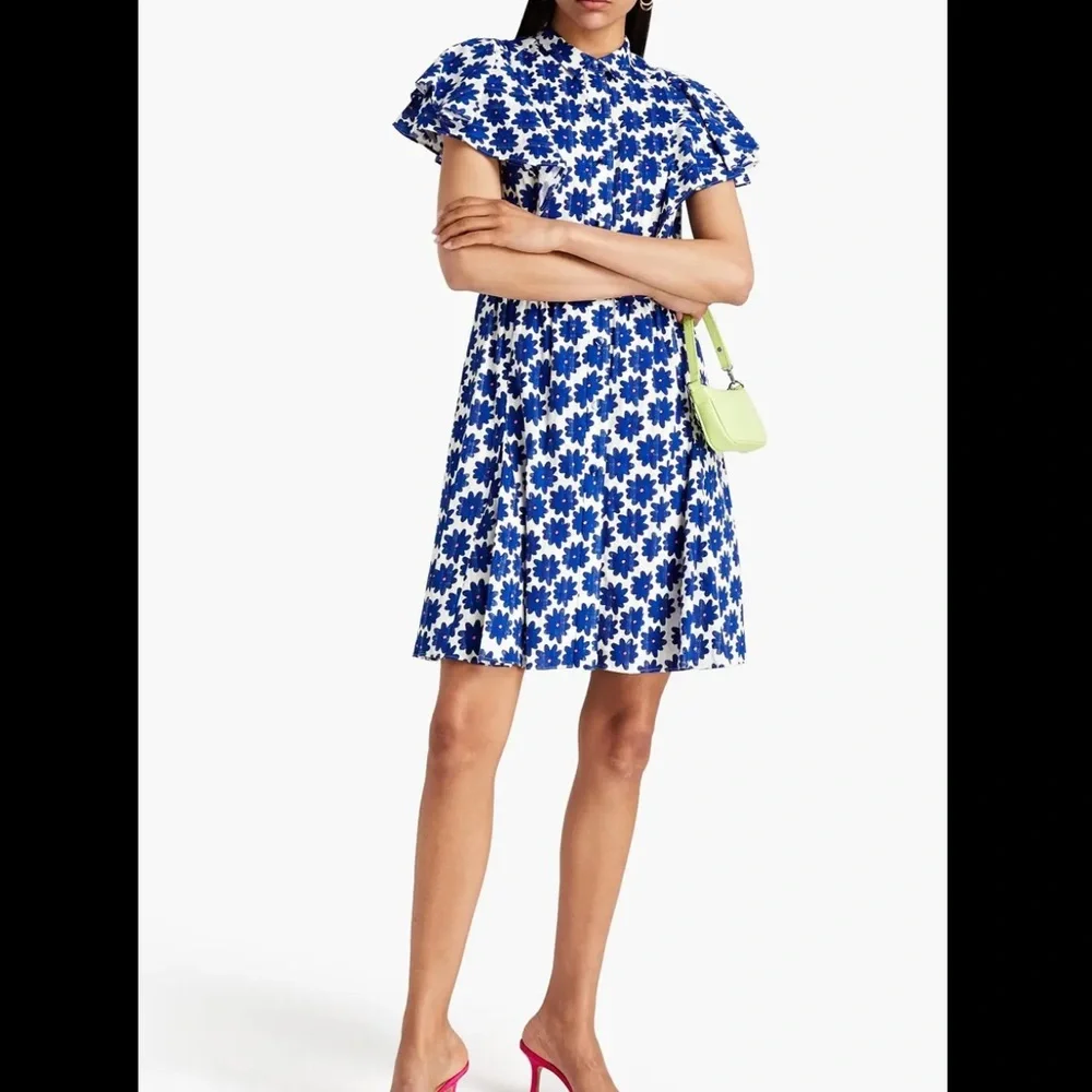 Diane Von Furstenberg Floral Cotton Gauze Mini Shirt Dress Size 4 Women Preppy
